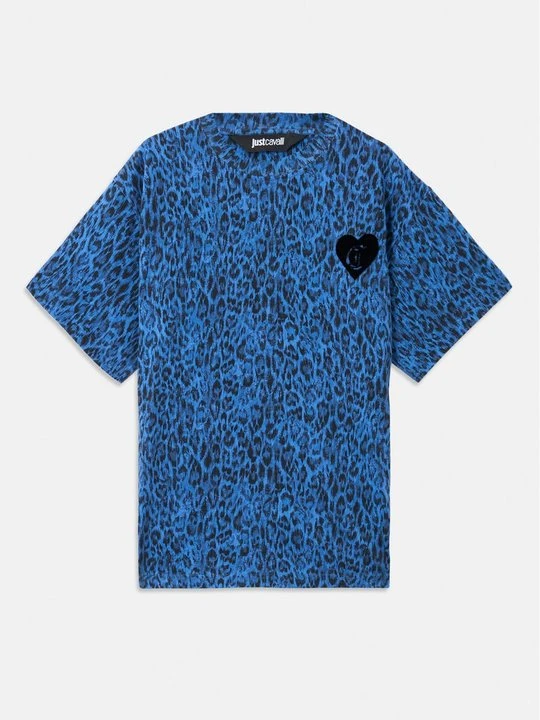 Zdjęcie produktu T-shirt z nadrukiem Just Cavalli niebieski