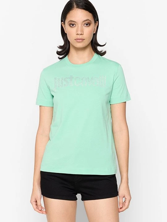 Zdjęcie produktu T-shirt z nadrukiem Just Cavalli miętowy