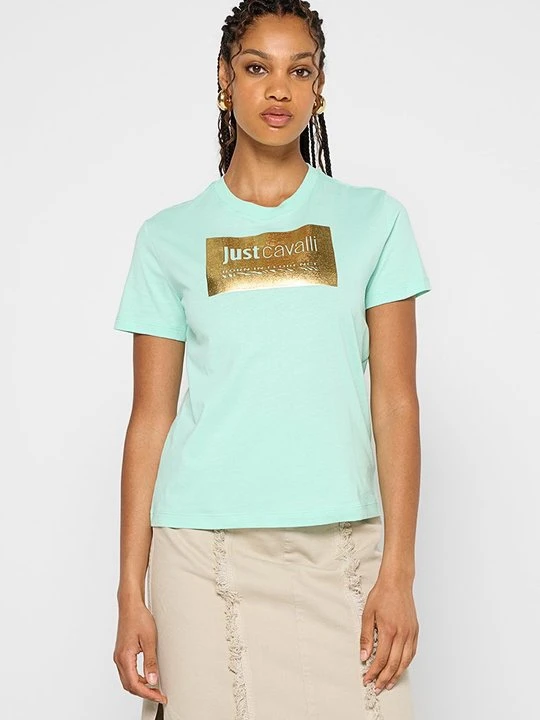 Zdjęcie produktu T-shirt z nadrukiem Just Cavalli miętowy