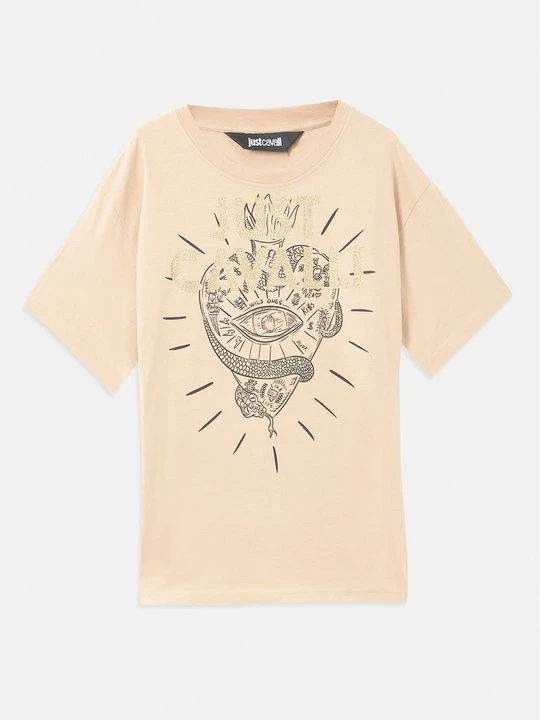 Zdjęcie produktu T-shirt z nadrukiem Just Cavalli beżowy