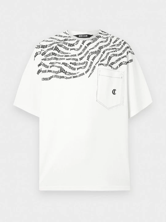 Zdjęcie produktu T-shirt z nadrukiem Just Cavalli mleczny
