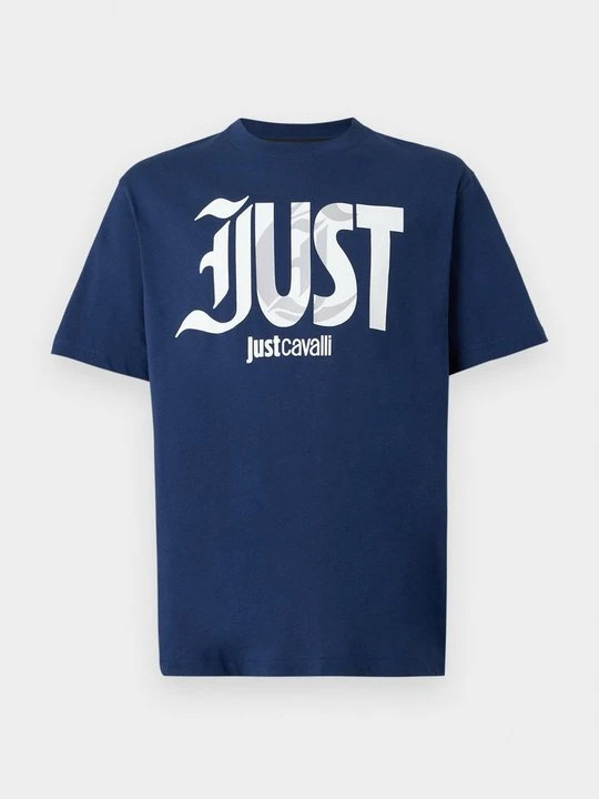 Zdjęcie produktu T-shirt z nadrukiem Just Cavalli niebieski
