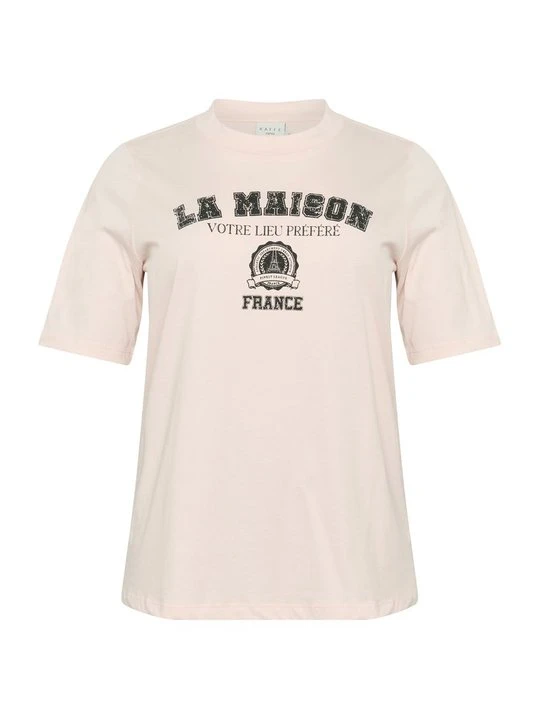 Zdjęcie produktu T-shirt z nadrukiem Kaffe jasnoróżowy