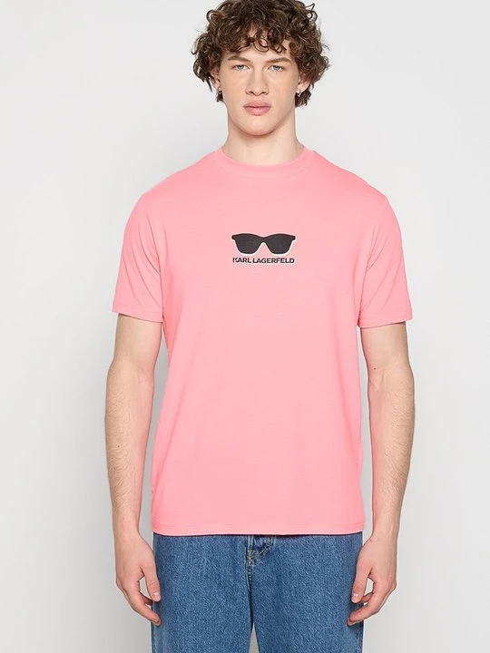 Zdjęcie produktu T-shirt z nadrukiem KARL LAGERFELD różowy