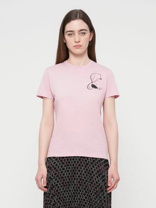 Zdjęcie produktu T-shirt z nadrukiem KARL LAGERFELD różowy