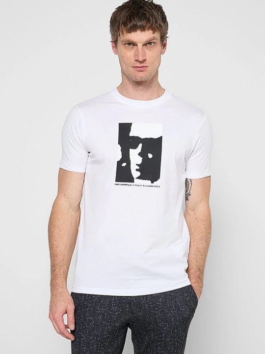 Zdjęcie produktu T-shirt z nadrukiem KARL LAGERFELD biały
