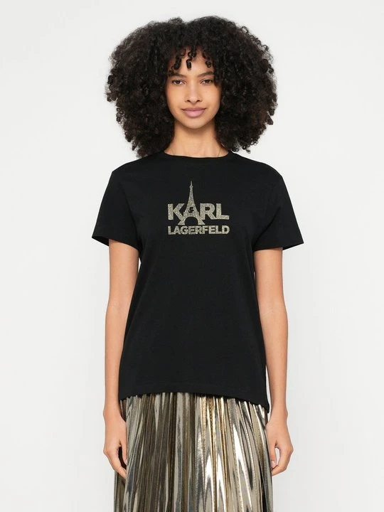 Zdjęcie produktu T-shirt z nadrukiem KARL LAGERFELD czarny