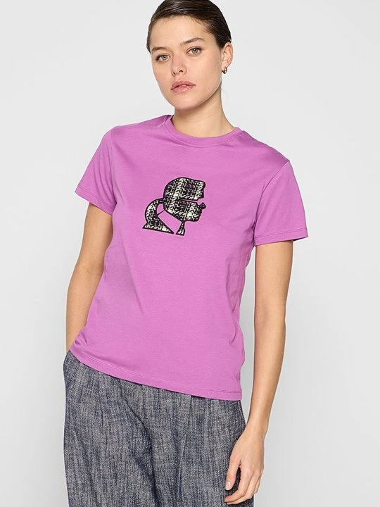 Zdjęcie produktu T-shirt z nadrukiem KARL LAGERFELD fioletowy