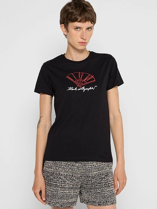 Zdjęcie produktu T-shirt z nadrukiem KARL LAGERFELD czarny