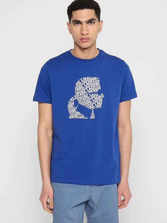 Zdjęcie produktu T-shirt z nadrukiem KARL LAGERFELD błękit królewski