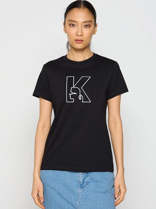 Zdjęcie produktu T-shirt z nadrukiem KARL LAGERFELD czarny