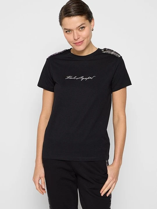 Zdjęcie produktu T-shirt z nadrukiem KARL LAGERFELD czarny