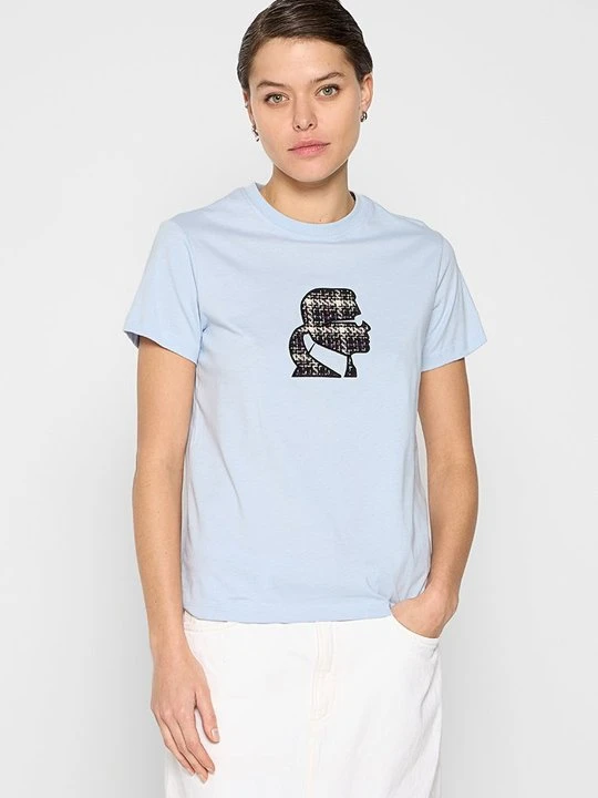 Zdjęcie produktu T-shirt z nadrukiem KARL LAGERFELD niebieski