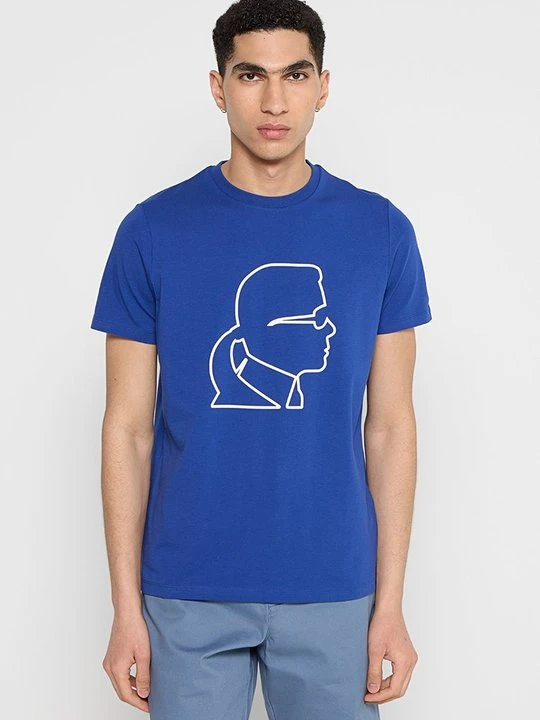 Zdjęcie produktu T-shirt z nadrukiem KARL LAGERFELD błękit królewski