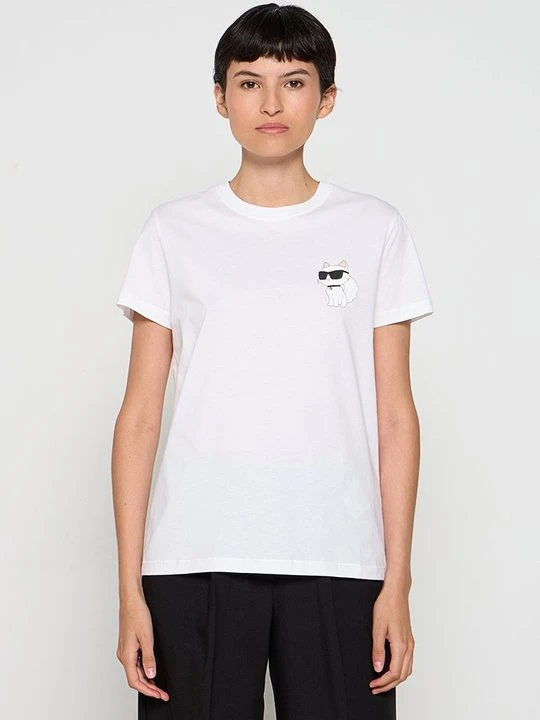 Zdjęcie produktu T-shirt z nadrukiem KARL LAGERFELD biały