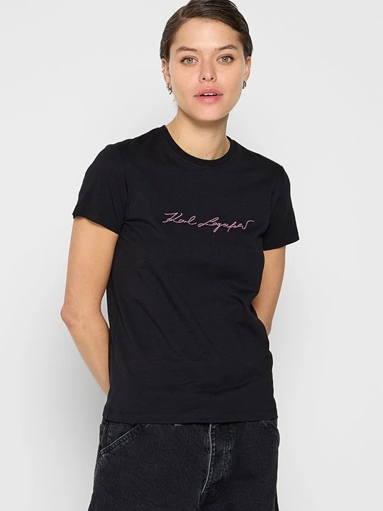 Zdjęcie produktu T-shirt z nadrukiem KARL LAGERFELD czarny