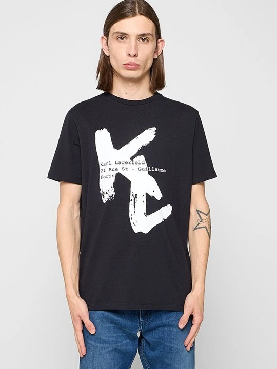Zdjęcie produktu T-shirt z nadrukiem KARL LAGERFELD czarny