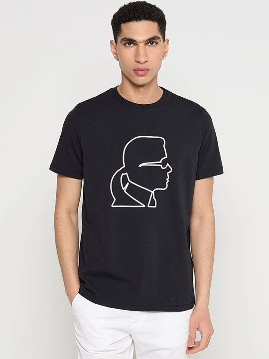 Zdjęcie produktu T-shirt z nadrukiem KARL LAGERFELD granatowy