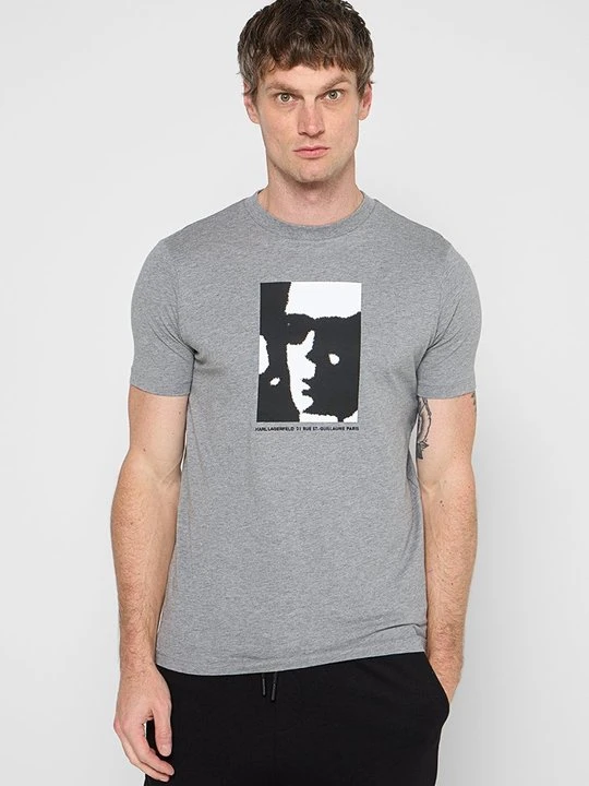 Zdjęcie produktu T-shirt z nadrukiem KARL LAGERFELD szary