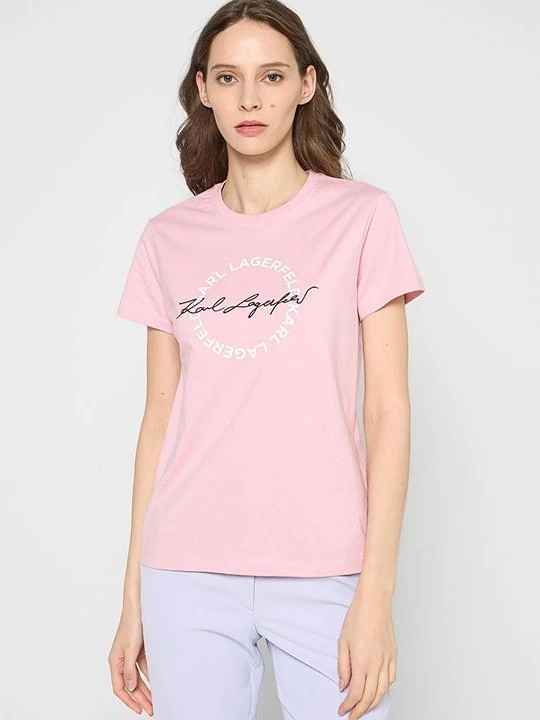 Zdjęcie produktu T-shirt z nadrukiem KARL LAGERFELD różowy