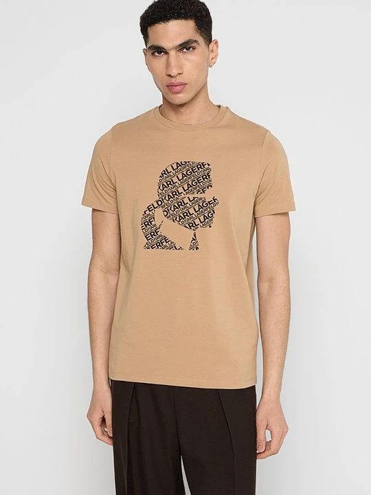 Zdjęcie produktu T-shirt z nadrukiem KARL LAGERFELD jasny brąz