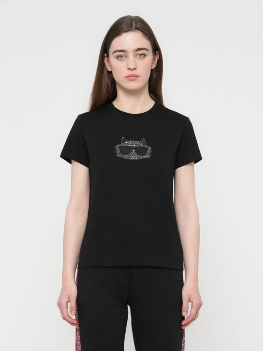 Zdjęcie produktu T-shirt z nadrukiem KARL LAGERFELD czarny