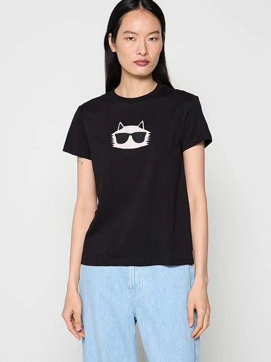 Zdjęcie produktu T-shirt z nadrukiem KARL LAGERFELD czarny