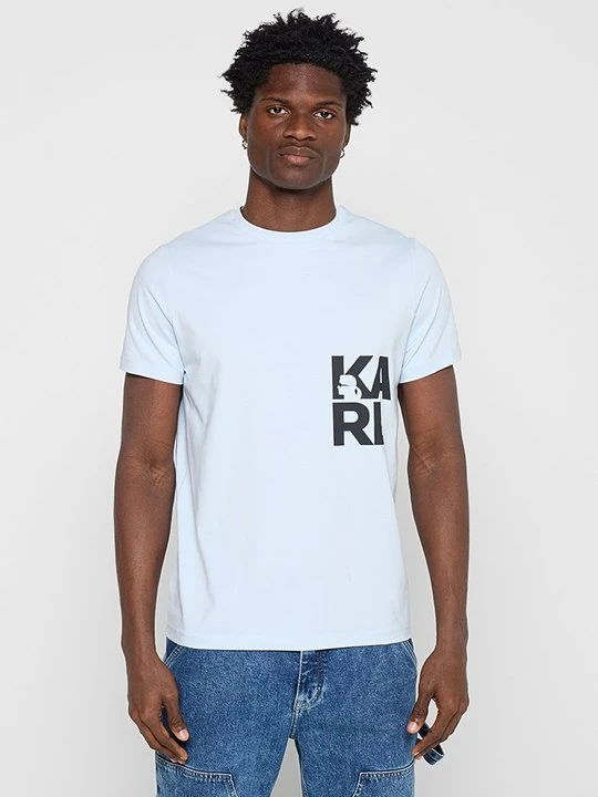Zdjęcie produktu T-shirt z nadrukiem KARL LAGERFELD jasnoniebieski
