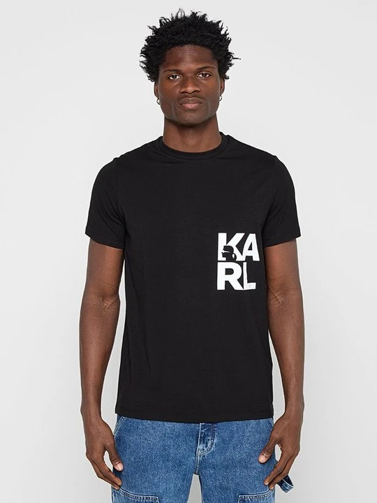 Zdjęcie produktu T-shirt z nadrukiem KARL LAGERFELD antracytowy melanż