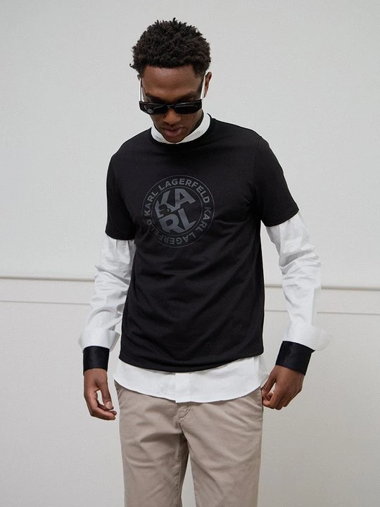 Zdjęcie produktu T-shirt z nadrukiem KARL LAGERFELD czarny