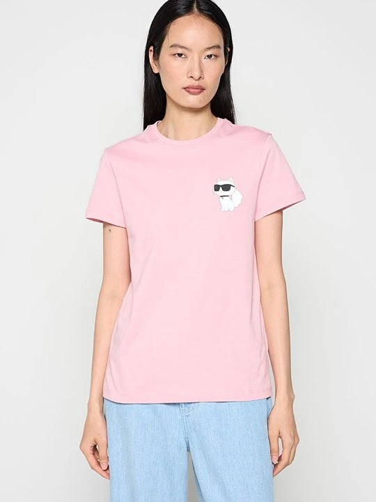 Zdjęcie produktu T-shirt z nadrukiem KARL LAGERFELD różowy
