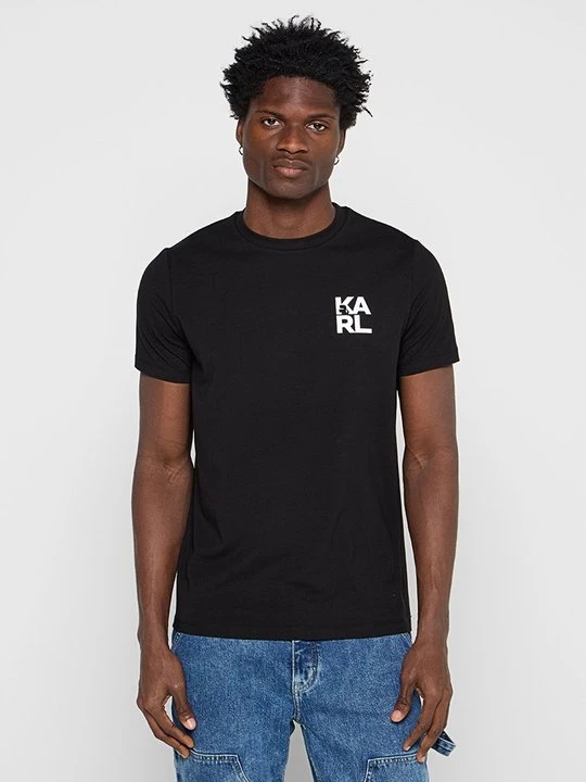 Zdjęcie produktu T-shirt z nadrukiem KARL LAGERFELD antracytowy melanż