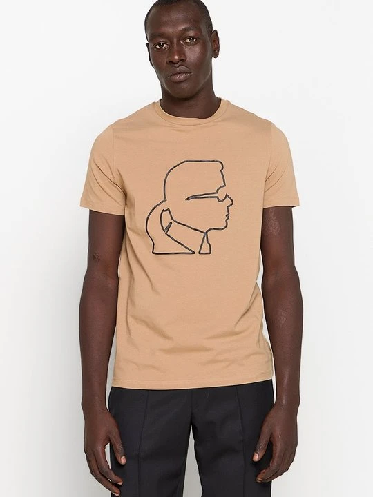 Zdjęcie produktu T-shirt z nadrukiem KARL LAGERFELD beżowy