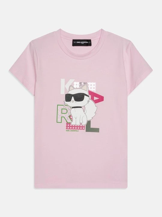 Zdjęcie produktu T-shirt z nadrukiem KARL LAGERFELD różowy