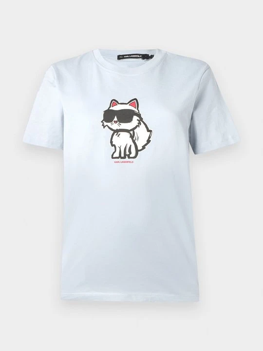 Zdjęcie produktu T-shirt z nadrukiem KARL LAGERFELD niebieski