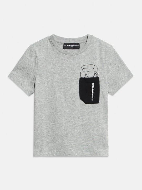 Zdjęcie produktu T-shirt z nadrukiem KARL LAGERFELD szary melanż