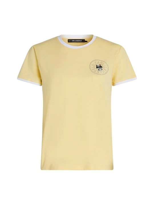 Zdjęcie produktu T-shirt z nadrukiem KARL LAGERFELD żółty