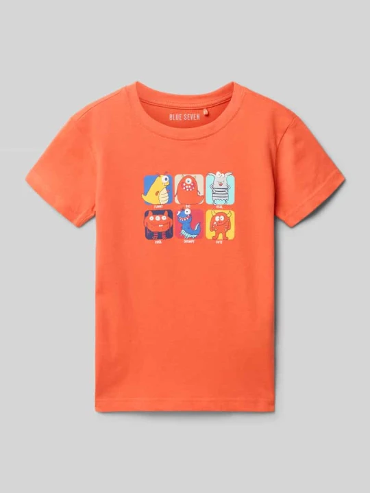 Zdjęcie produktu T-shirt z nadrukiem, krój regular fit BLUE SEVEN Czerwony