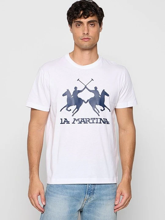 Zdjęcie produktu T-shirt z nadrukiem La Martina biały