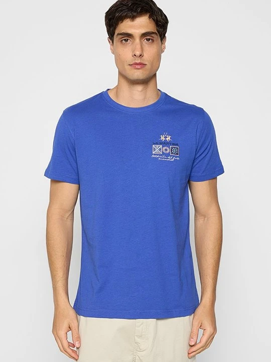 Zdjęcie produktu T-shirt z nadrukiem La Martina szafirowy
