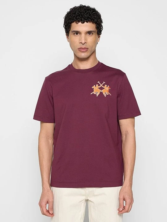 Zdjęcie produktu T-shirt z nadrukiem La Martina bordowy