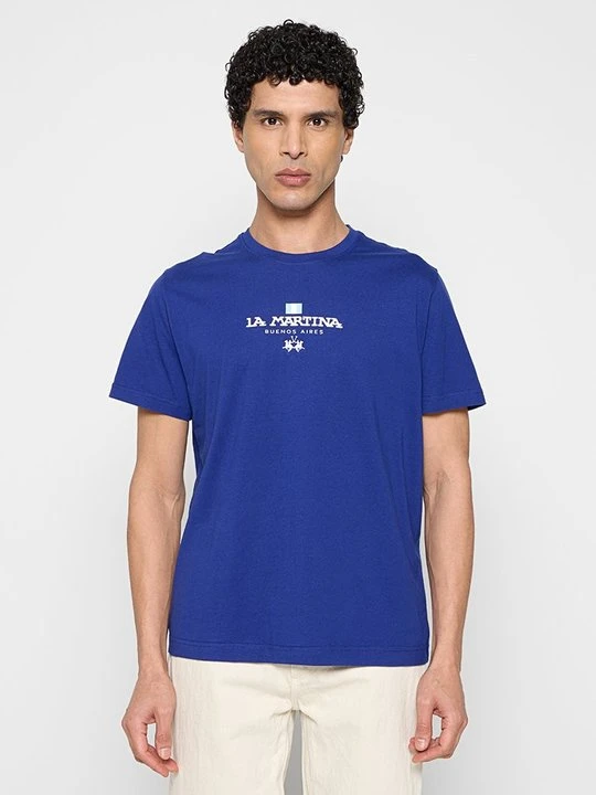 Zdjęcie produktu T-shirt z nadrukiem La Martina niebieski