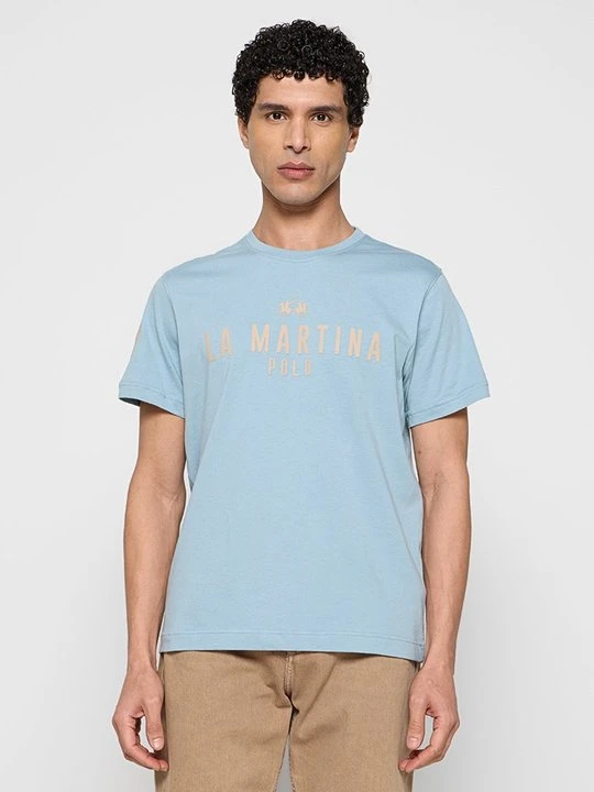 Zdjęcie produktu T-shirt z nadrukiem La Martina niebieski