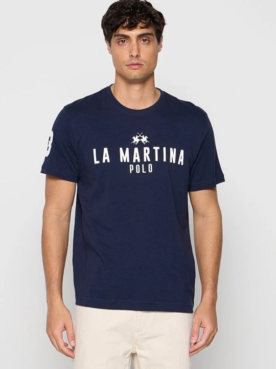 Zdjęcie produktu T-shirt z nadrukiem La Martina granatowy