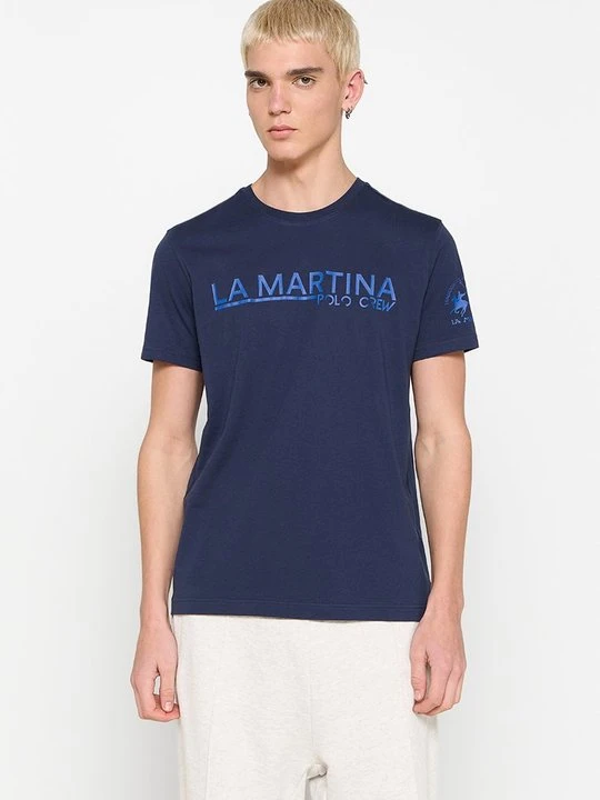 Zdjęcie produktu T-shirt z nadrukiem La Martina granatowy