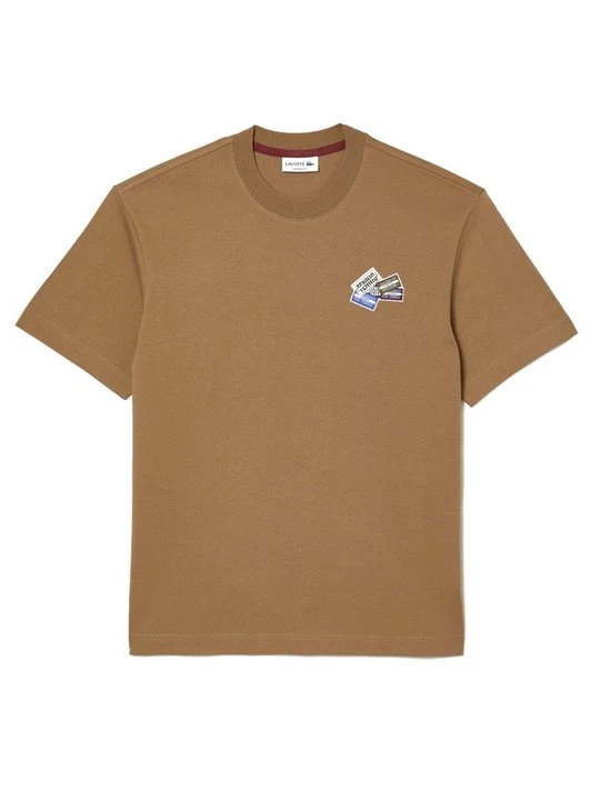 Zdjęcie produktu T-shirt z nadrukiem Lacoste jasny brąz