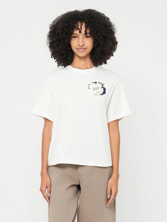 Zdjęcie produktu T-shirt z nadrukiem Lacoste mleczny