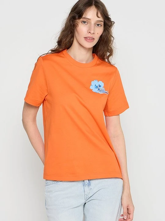 Zdjęcie produktu T-shirt z nadrukiem Lacoste pomarańczowy