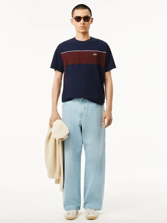 Zdjęcie produktu T-shirt z nadrukiem Lacoste ciemnobrązowy