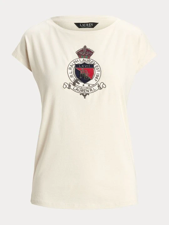 Zdjęcie produktu T-shirt z nadrukiem Lauren Ralph Lauren mleczny